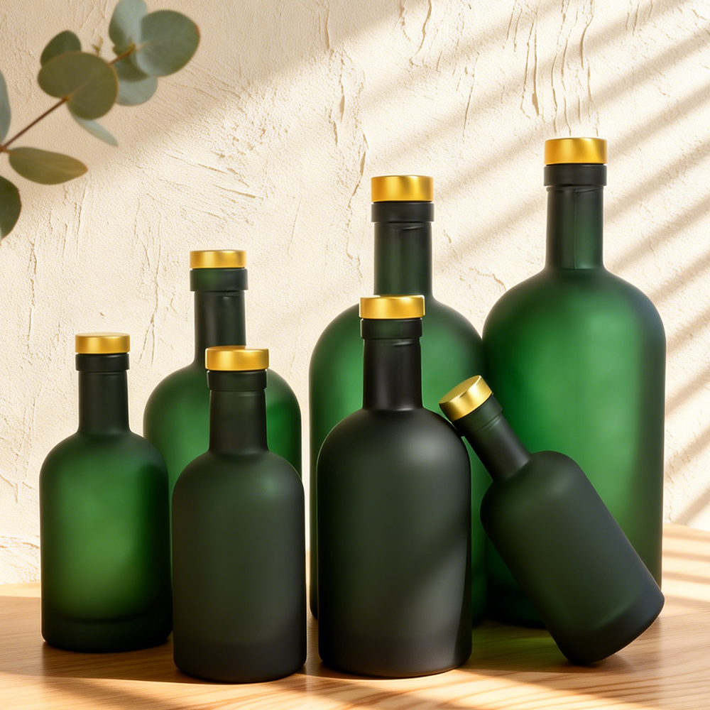 Custom Matte Black Glass Liquor Bottles | 200ml–10