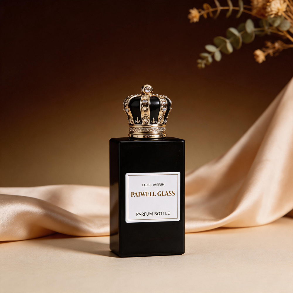 Luxury Custom 100ml Black Square Empty Glass Bottl