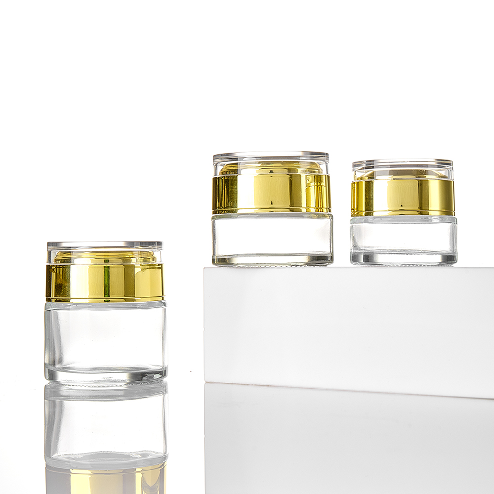 Wholesale 1 oz 2 oz Round Clear Glass Cream Jar wi