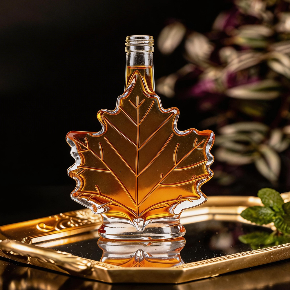 Custom 50ML 100ML 250ML Maple Leaf Shape Glass Map