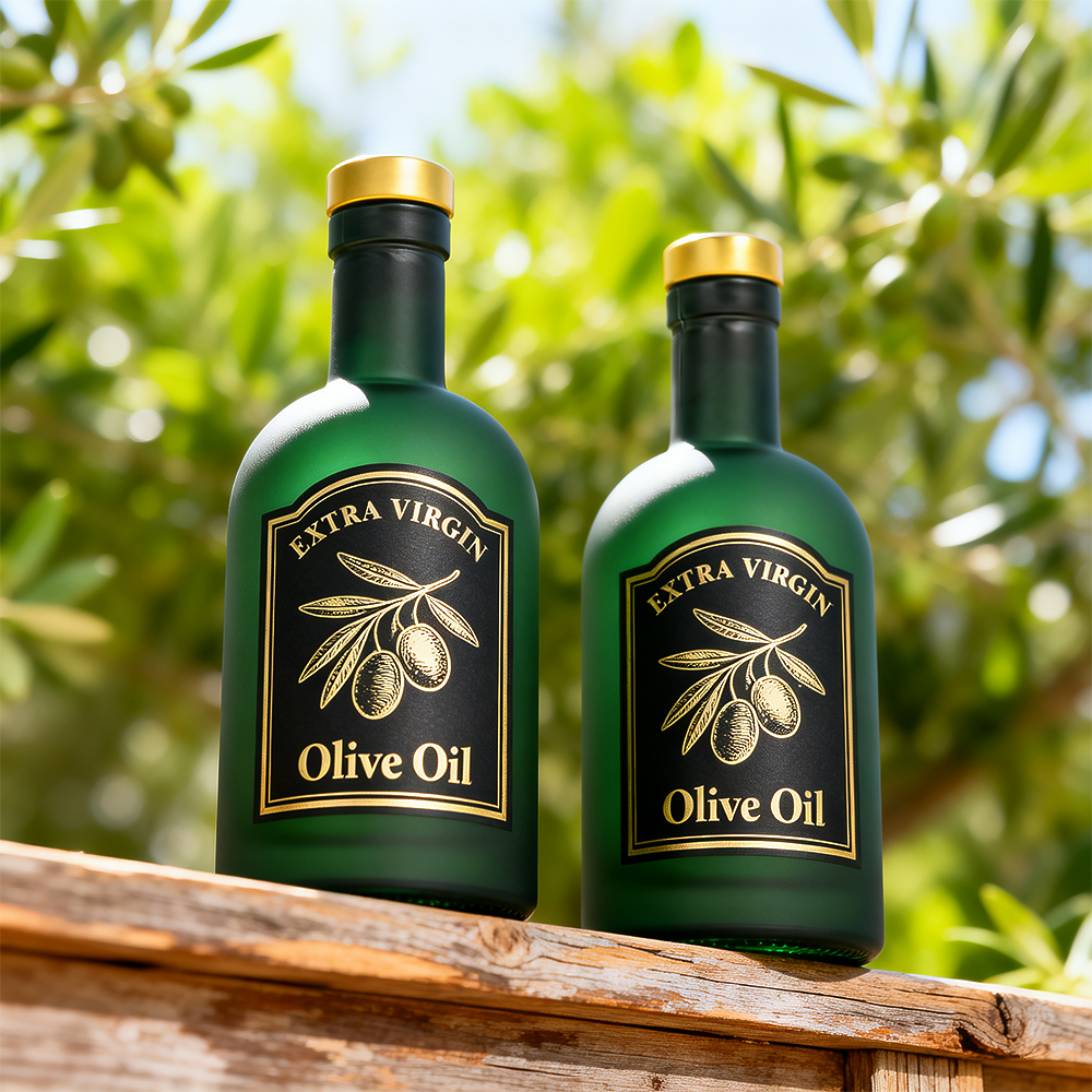 Customized 500ML green frosted olive oil bottle