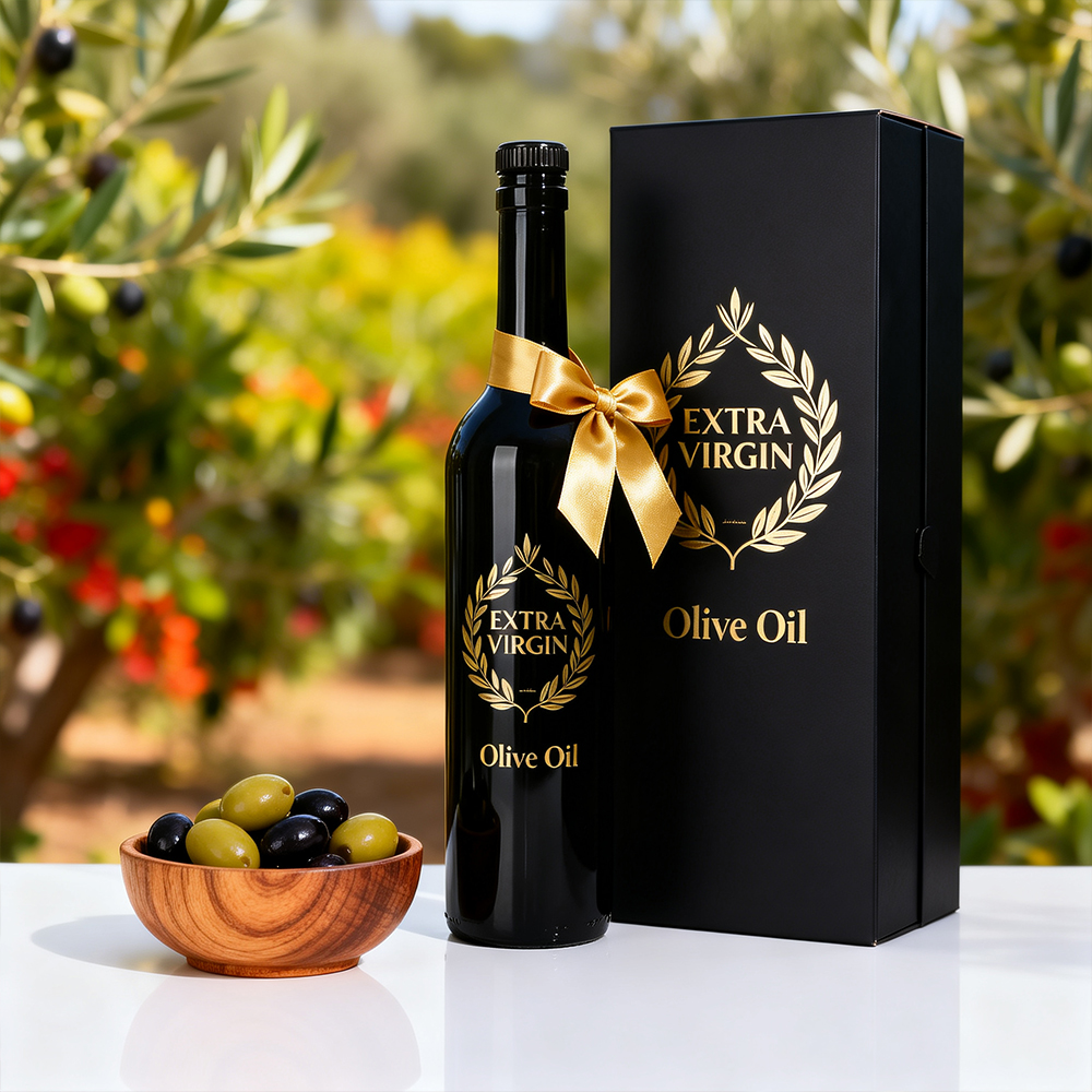 Custom Glossy Black Olive Oil Bottles 375ml 500ml 